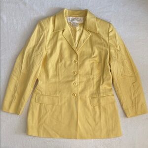 {VTG} Escada Margaretha Ley | 80s 90s Wool Silk Longline Blazer Lemon Yellow
